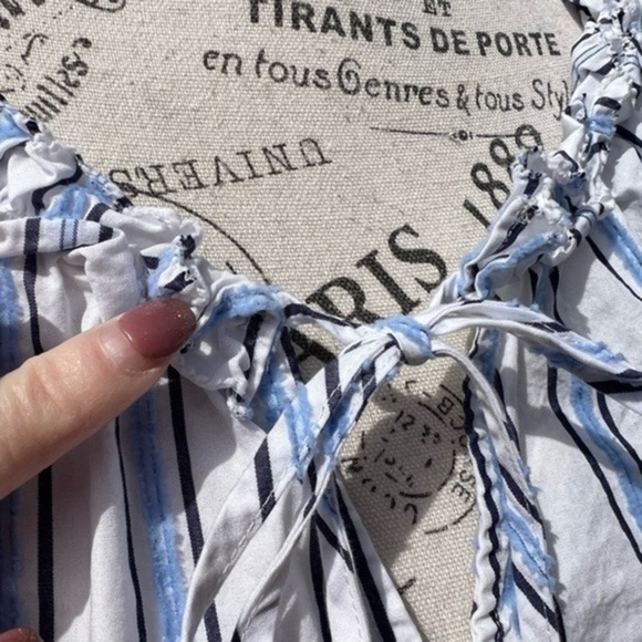 J. Crew Tie Front Vertical Stripes Cotton Blouse - Picture 13 of 15